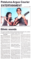 Ethnic Sounds. Article in Petaluma-Argus Courier, February 7, 2001.